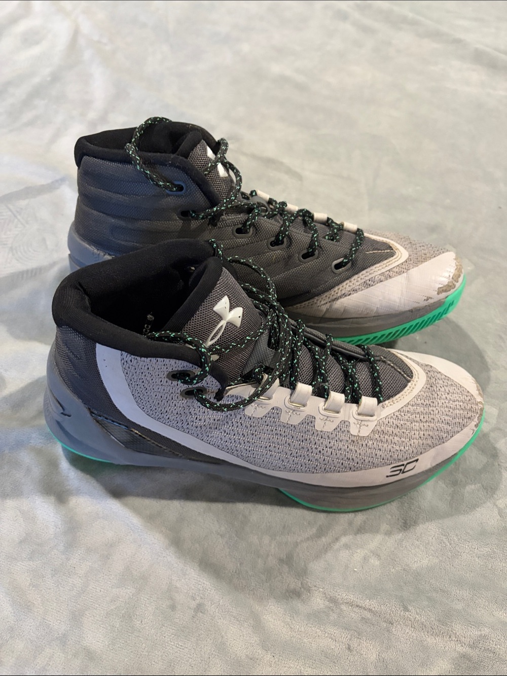 Under Armour Kids Gray and Green High-Top Athletic Sneakers